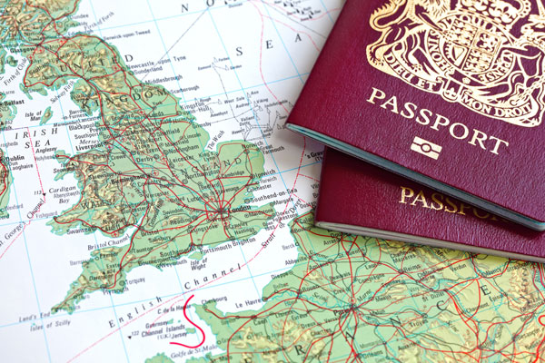 UK passports on map of Europe